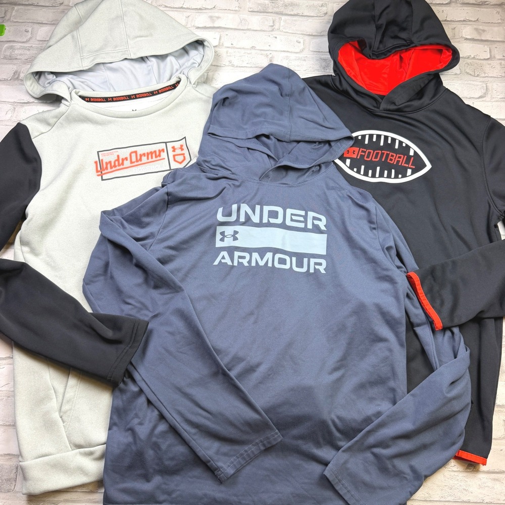 Under Armour Hoodie Lot Boys YXL Blue Black Gray Baseball Football EUC